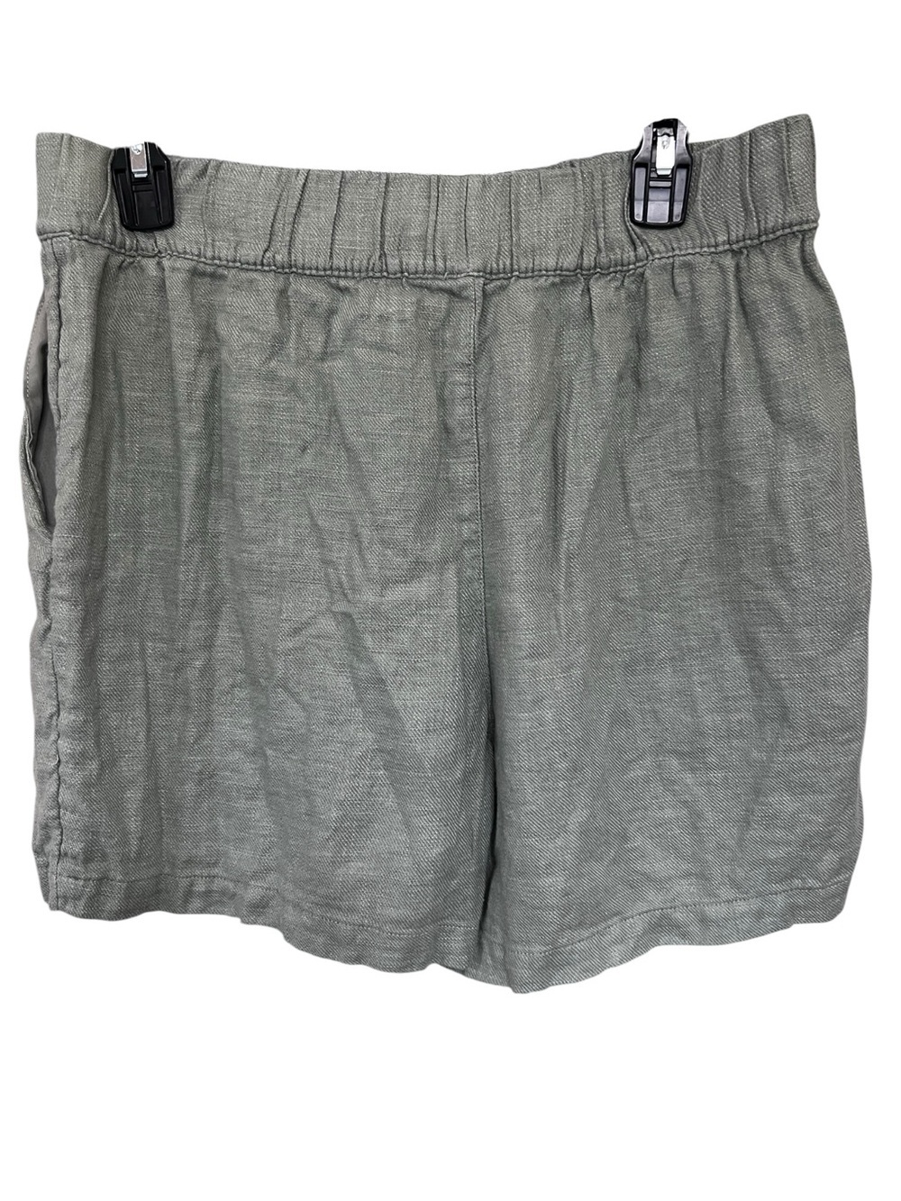 Blank NYC Sage Green Elastic-Waist Linen-Blend Bermuda Shorts
